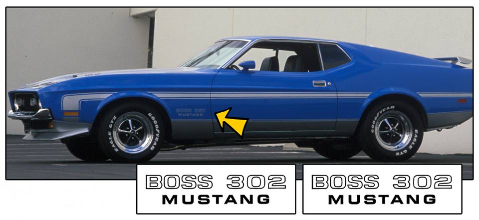 1971 Boss 302 Mustang Fender Decal Set
