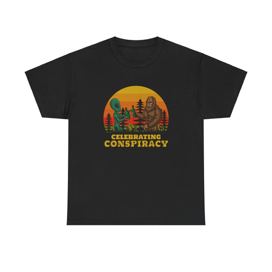 Funny Bigfoot Sasquatch Alien Conspiracy Outdoor Camping Sunset Unisex T-Shirt