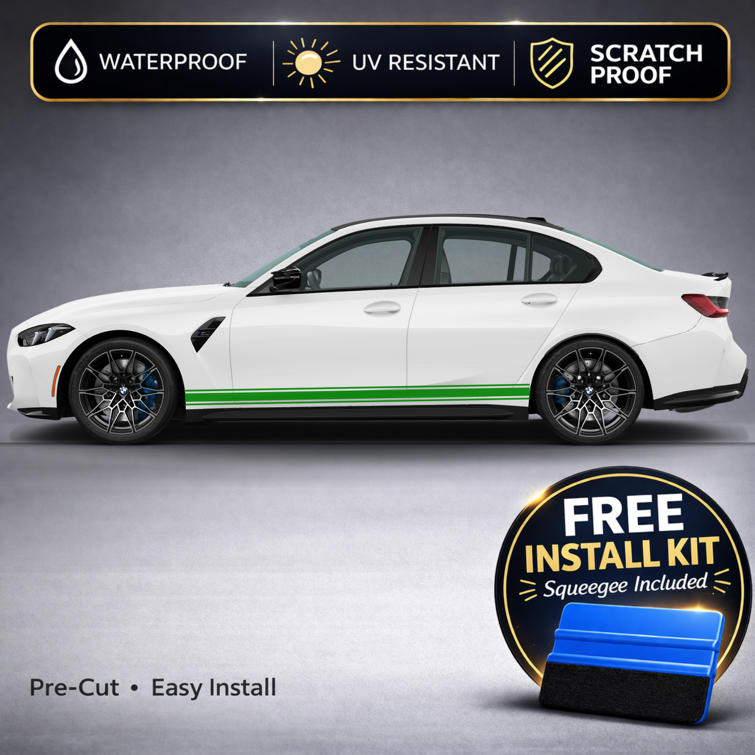 BMW M3 Single Rocker Stripe Decals - Side Stripe Kit Set of 2 (G80, 2021-Present)
