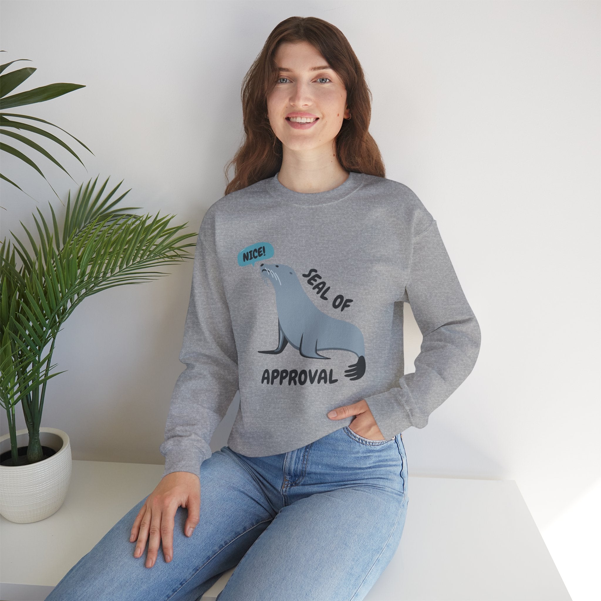 Seal of Approval Funny Meme Cute Crewneck Sweatshirt