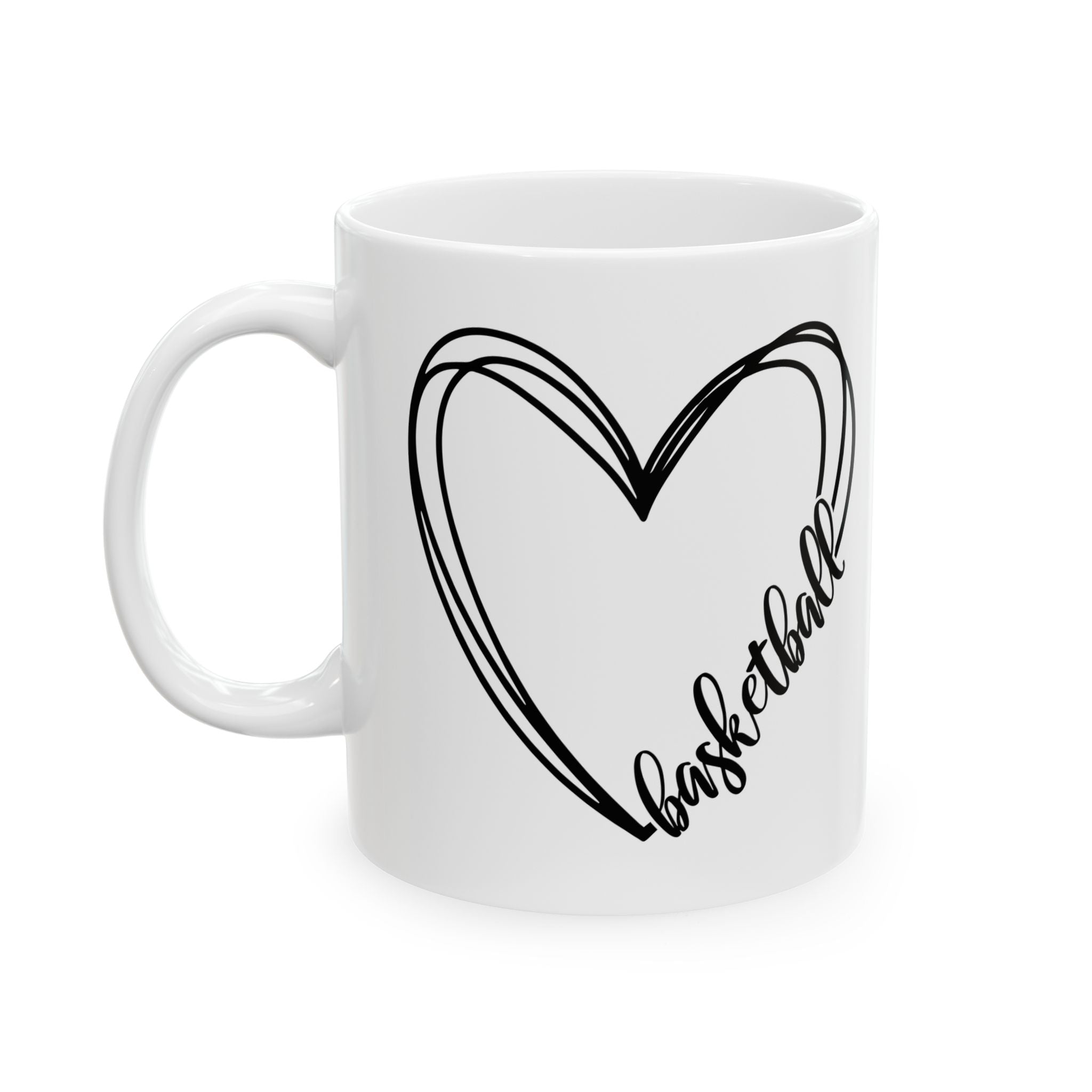 Basketball Sport Cute Heart Ceramic Coffee Mug