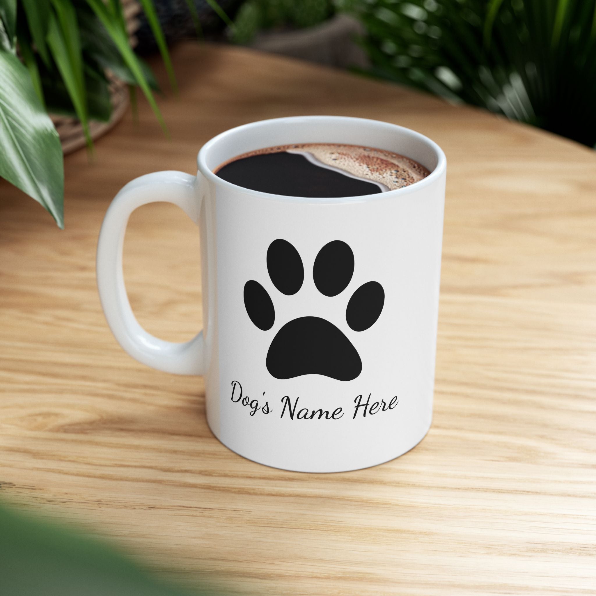 Custom Dog Paw Lover Name Puppy Ceramic Coffee Mug