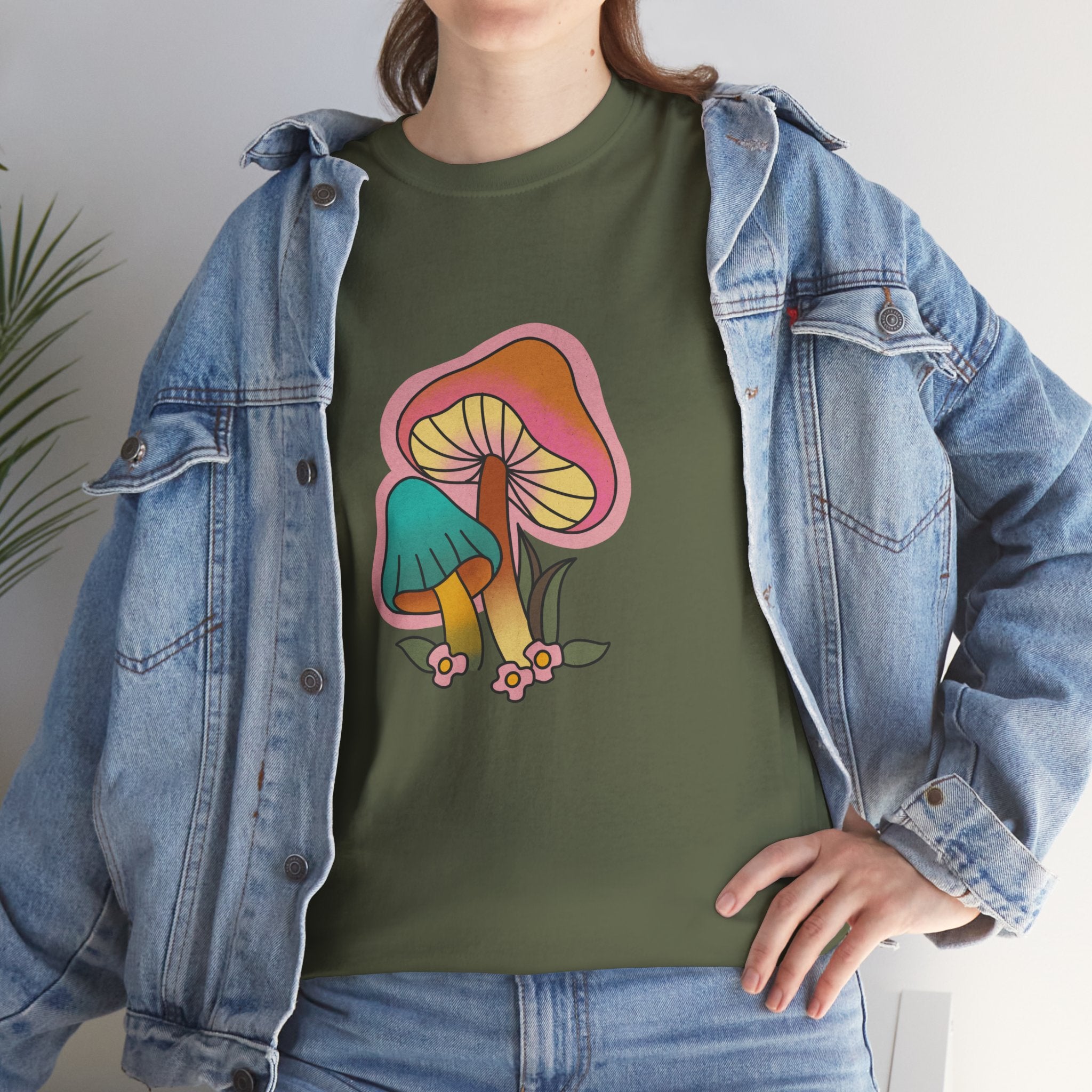 Cute Retro Hippie Mushroom Fungi Unisex Graphic Novelty Shirt Tee