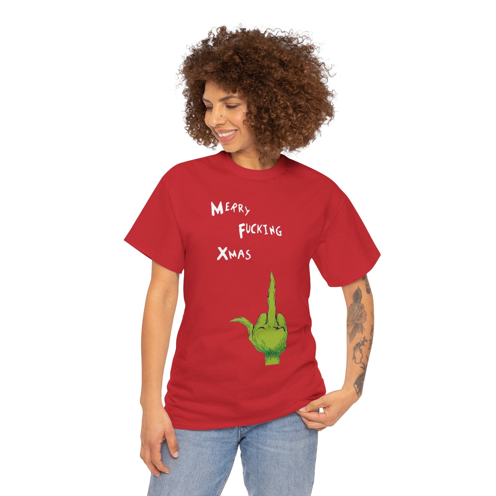 Merry F*cking Christmas Grinch Movie Funny Unisex Heavy Cotton Tee