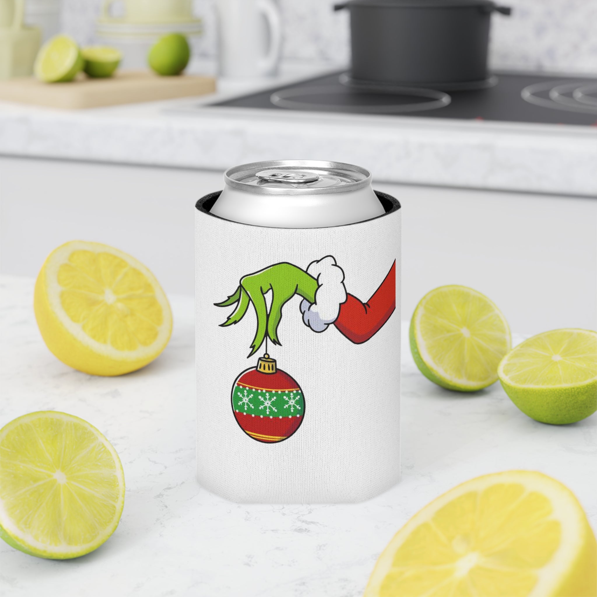 Grinch Ornament Movie Funny Humor Beer Holiday Christmas Can Cooler