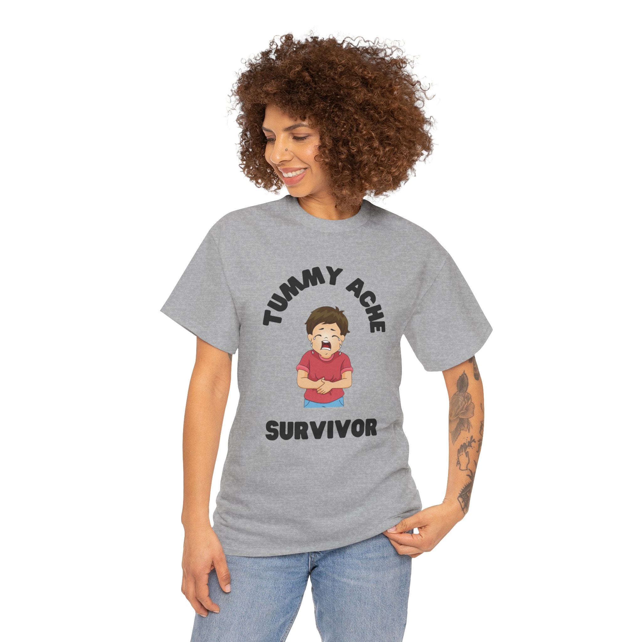 Tummy Ache Survivor Funny Meme Unisex Mens Women T-Shirt