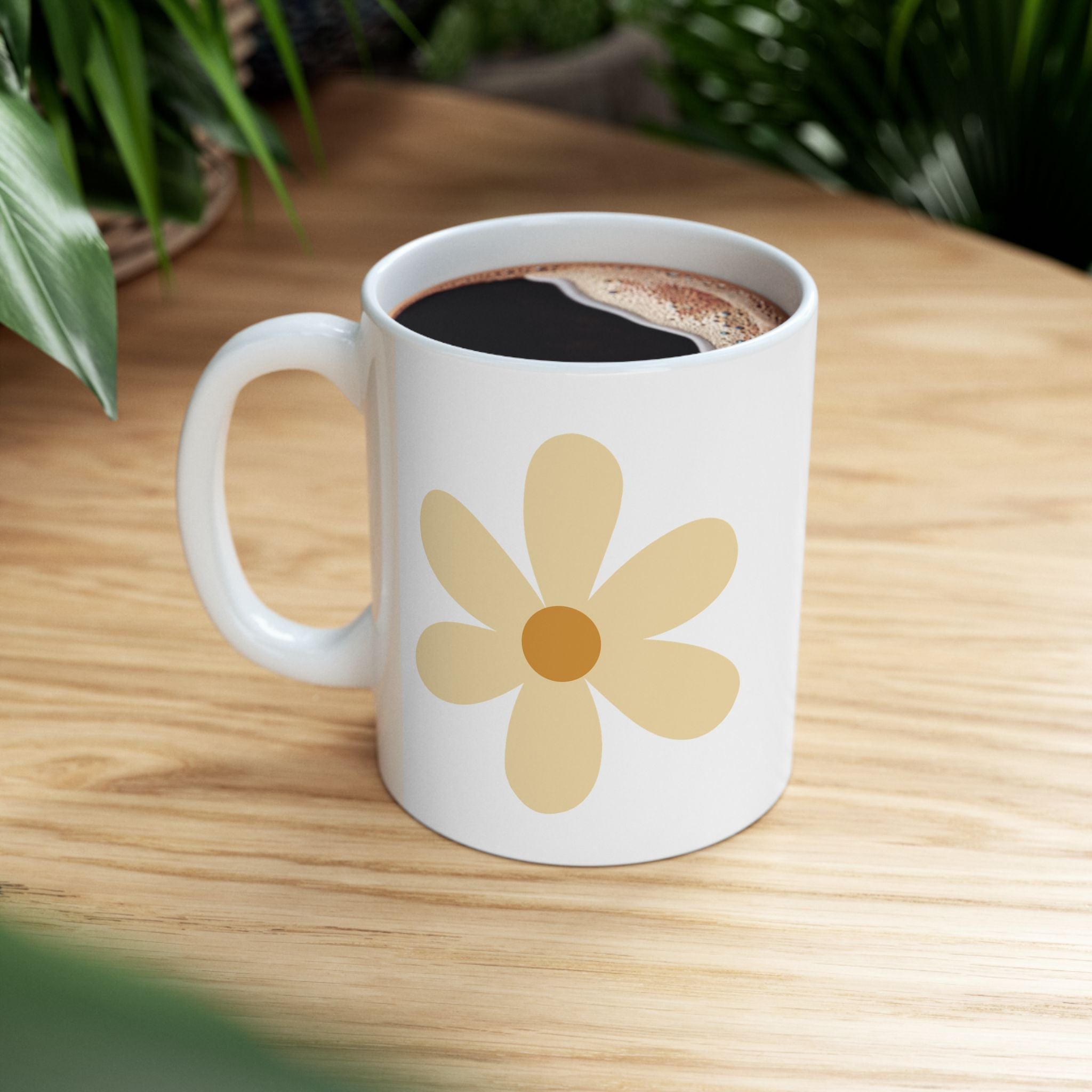 Cute Retro Vintage Daisy Flower Graphic Novelty Ceramic Coffee Mug