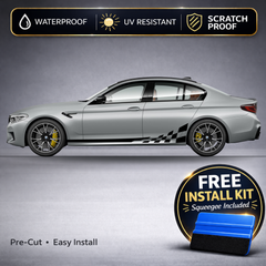 BMW M5 Checkered Rocker Stripe Decals - Racing Stripe Kit Set of 2 (F90, 2018-Present)