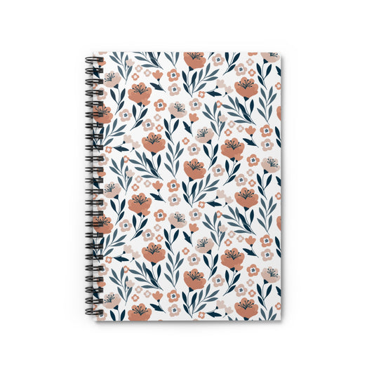 Cute Floral Boho Style Retro Flower Plant Spiral Journal Notebook