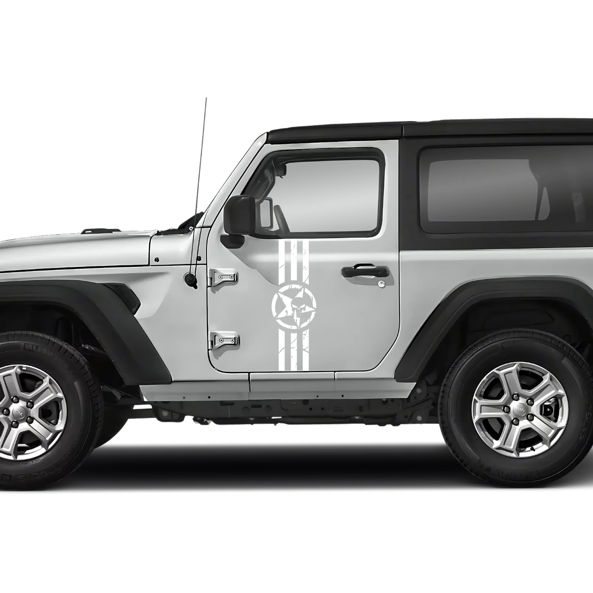 Punisher Skull Jeep Decal with Stripes