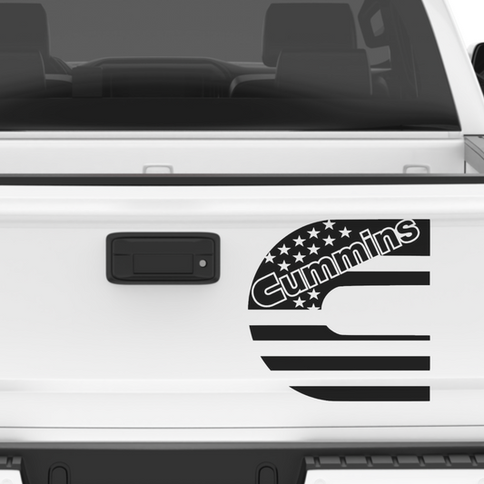 Dodge Cummins Logo USA American Flag Trucker Diesel Truck Decal Sticker