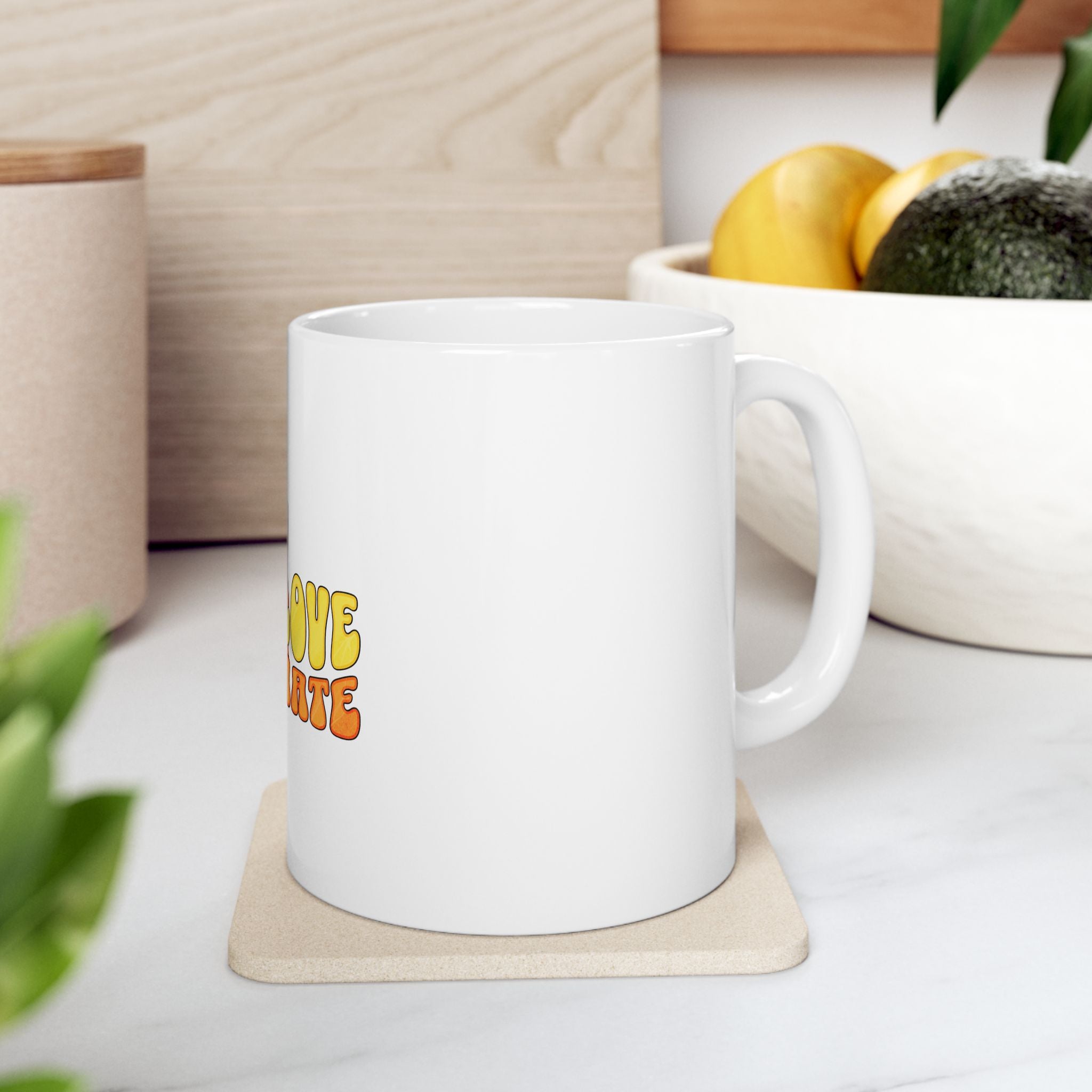 Cute More Love Less Hate Peace Boho Retro Graphic Novelty Ceramic Coffee Mug