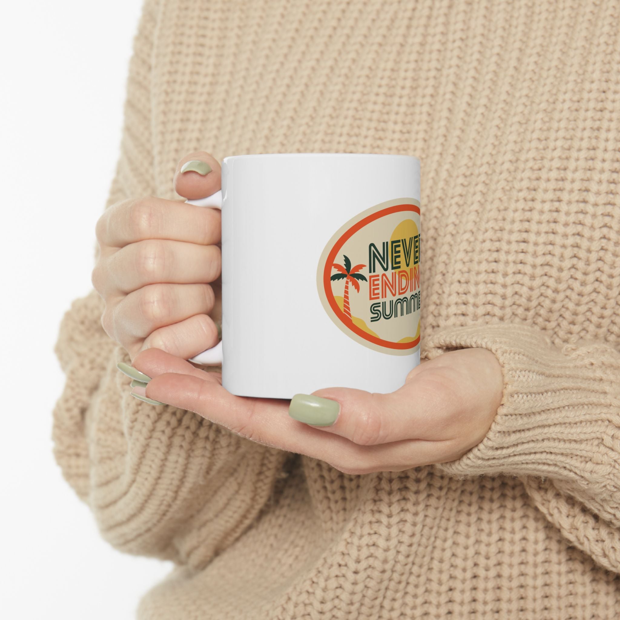 Never Ending Summer Retro Graphic Novelty Ceramic Coffee Mug