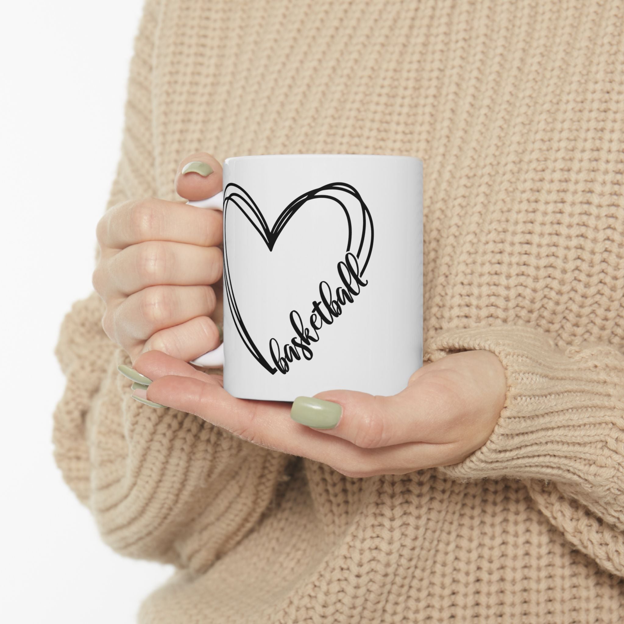 Basketball Sport Cute Heart Ceramic Coffee Mug