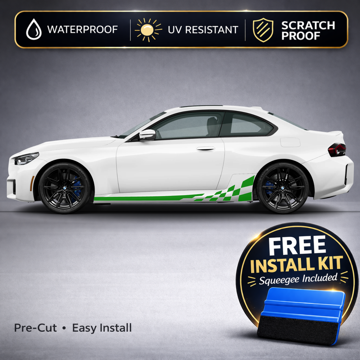 BMW M2 Checkered Rocker Stripe Decals - Racing Stripe Kit Set of 2 (G87, 2023-Present)