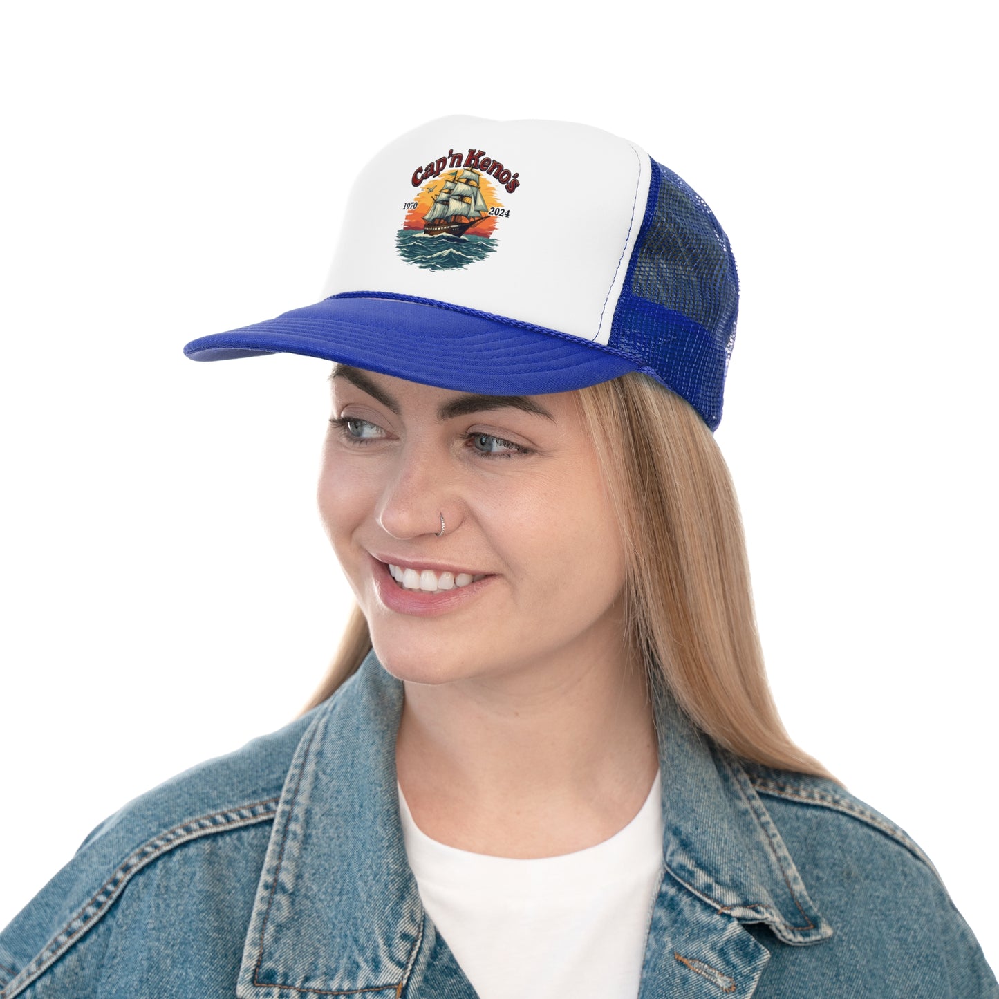 Cap'n Kenos Encinitas California Tribute Sailor Graphic Trucker Caps