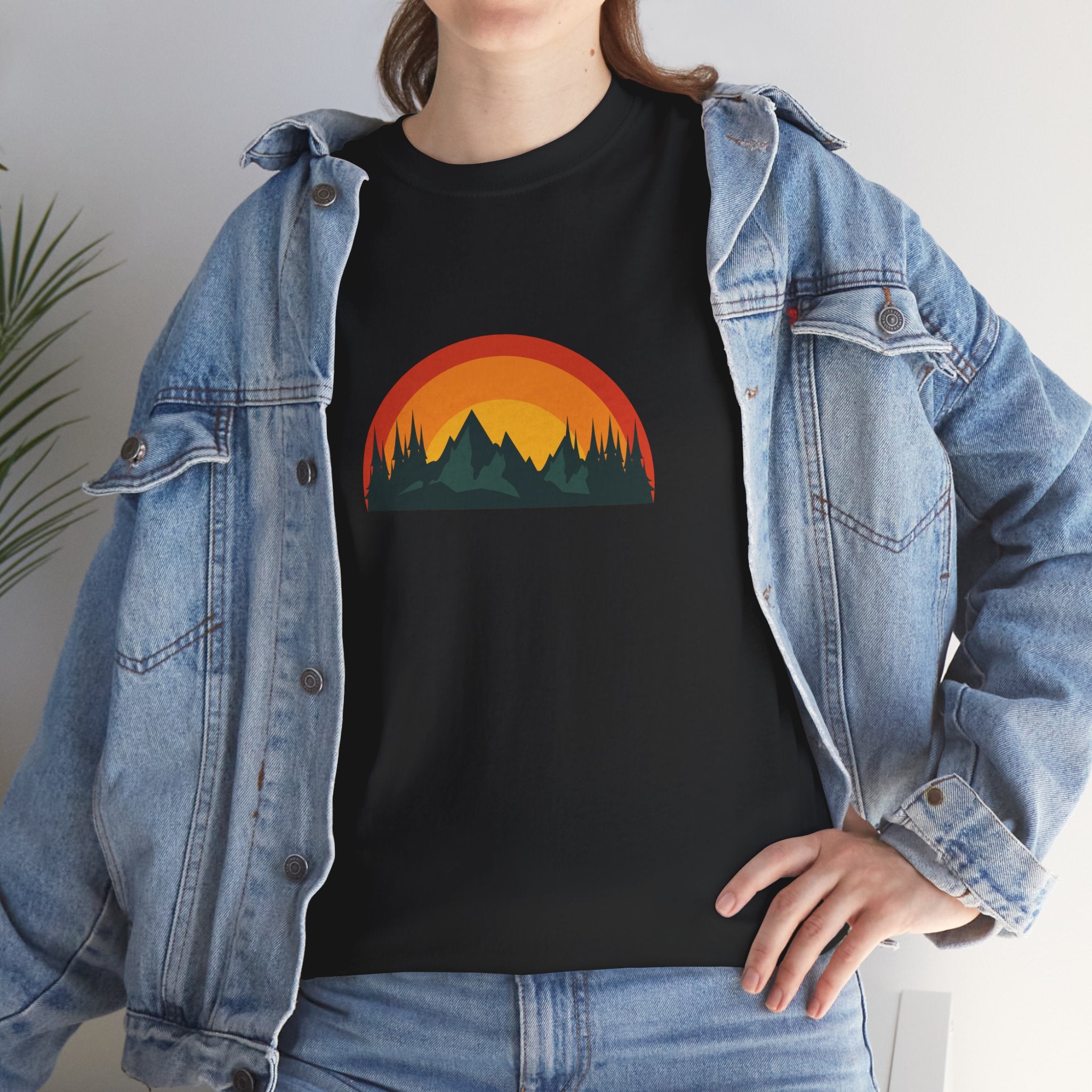 Retro Distressed Mountain Camping Outdoor Unisex Graphic Novelty Shirt Tee