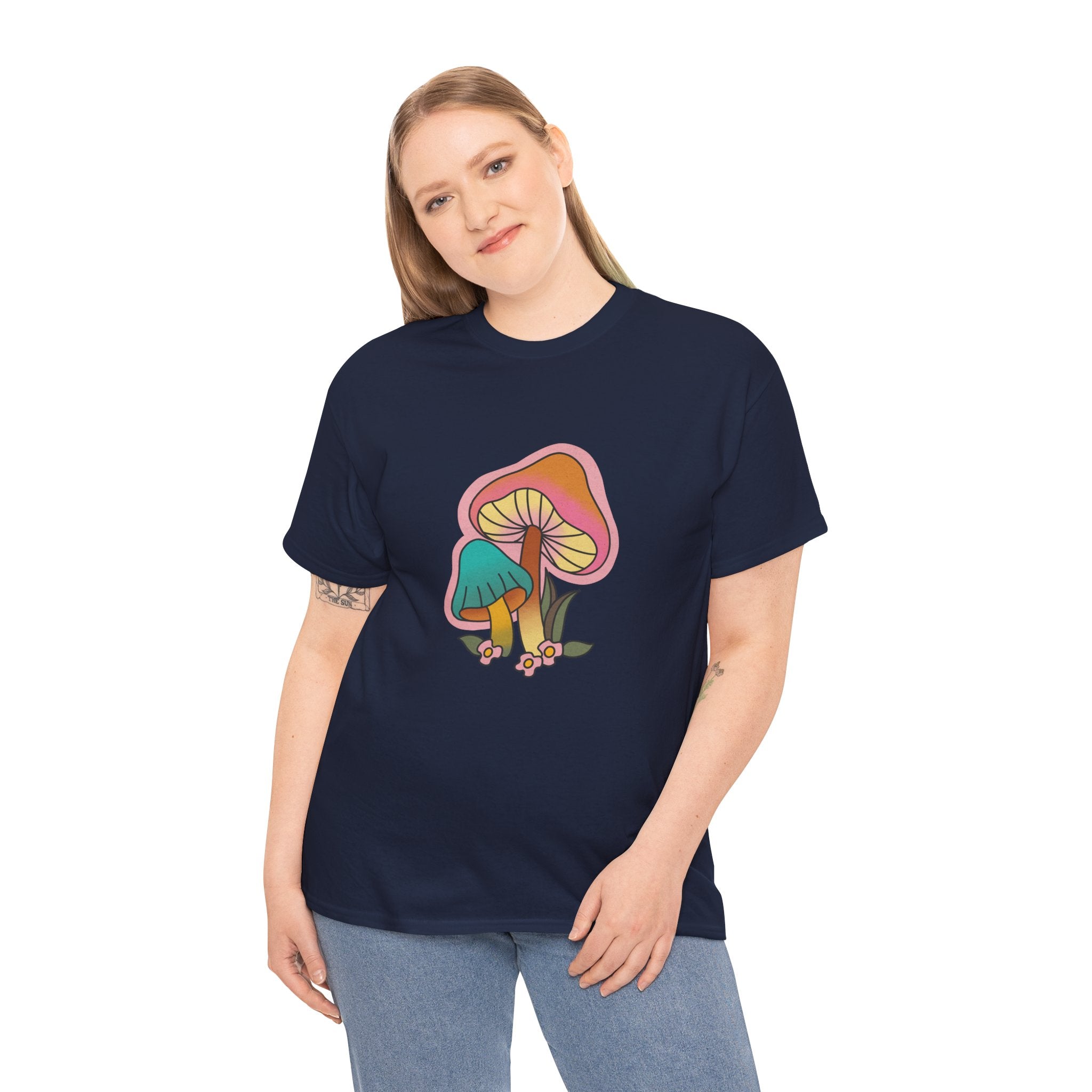 Cute Retro Hippie Mushroom Fungi Unisex Graphic Novelty Shirt Tee