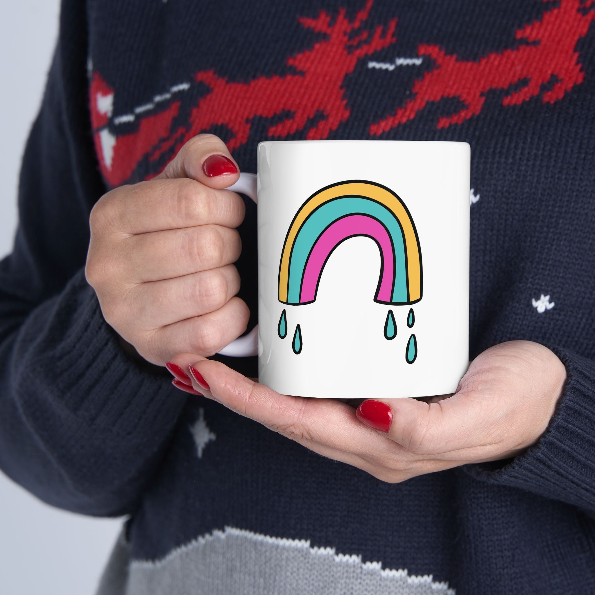 Cute Rainbow Boho Ceramic Coffee Mug