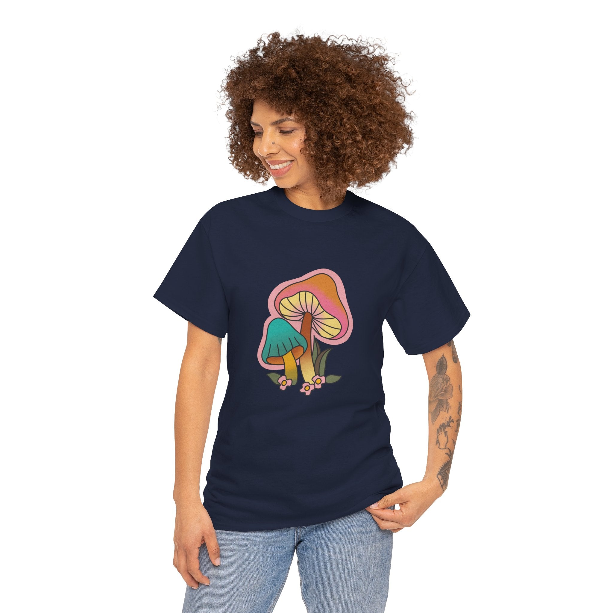 Cute Retro Hippie Mushroom Fungi Unisex Graphic Novelty Shirt Tee