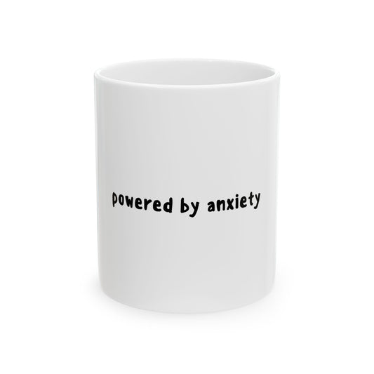 Powered By Anxiety Funny Graphic Novelty Ceramic Coffee Mug