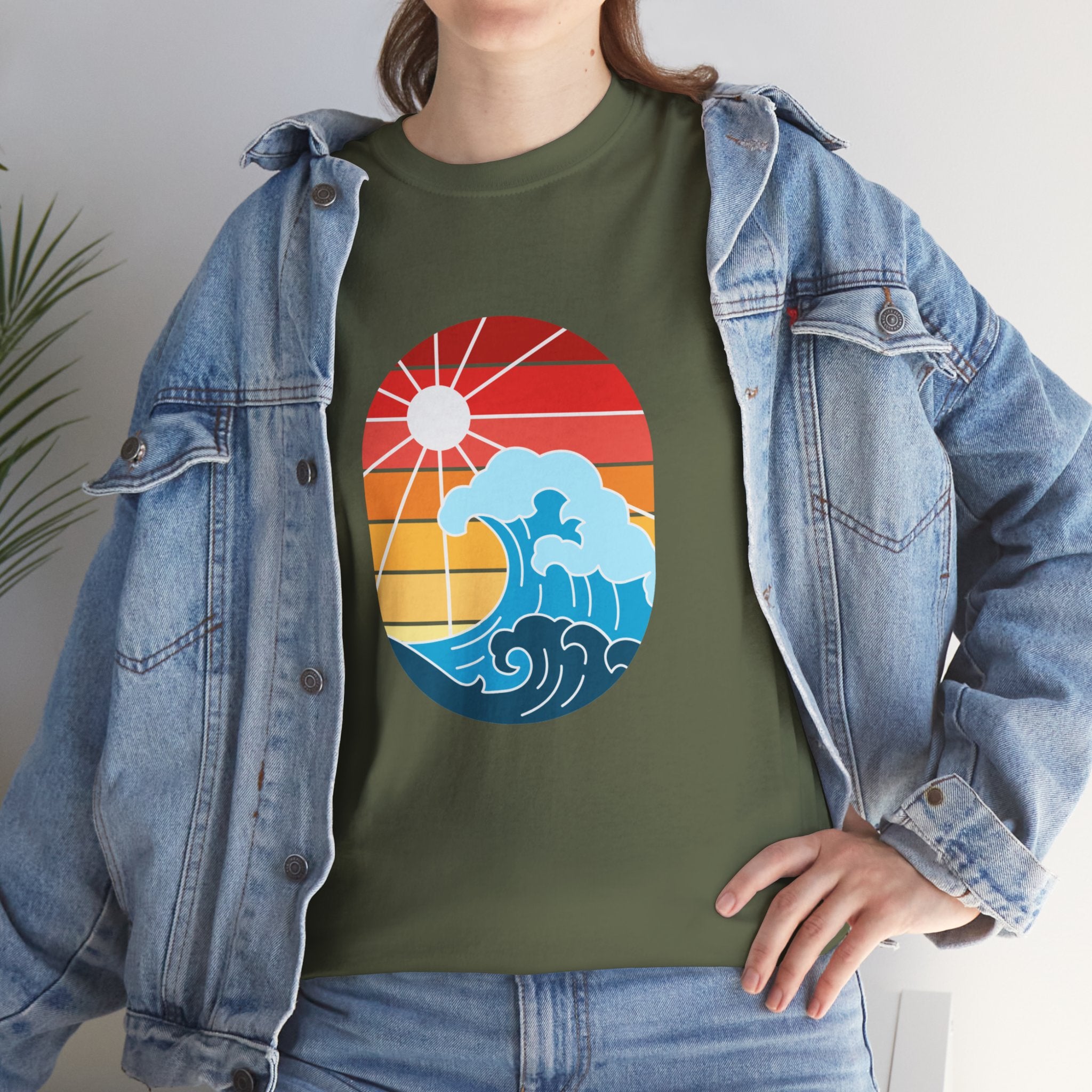 Wave Ocean Sunset Unisex Graphic Novelty Shirt Tee