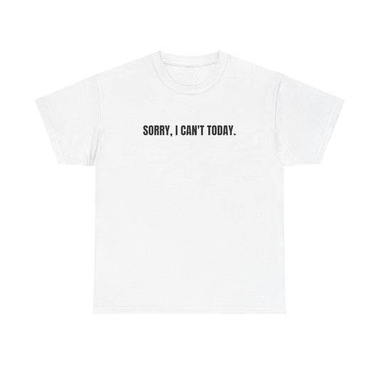 Sorry I Can't Today Funny Gift Graphic Novelty Unisex T-Shirt