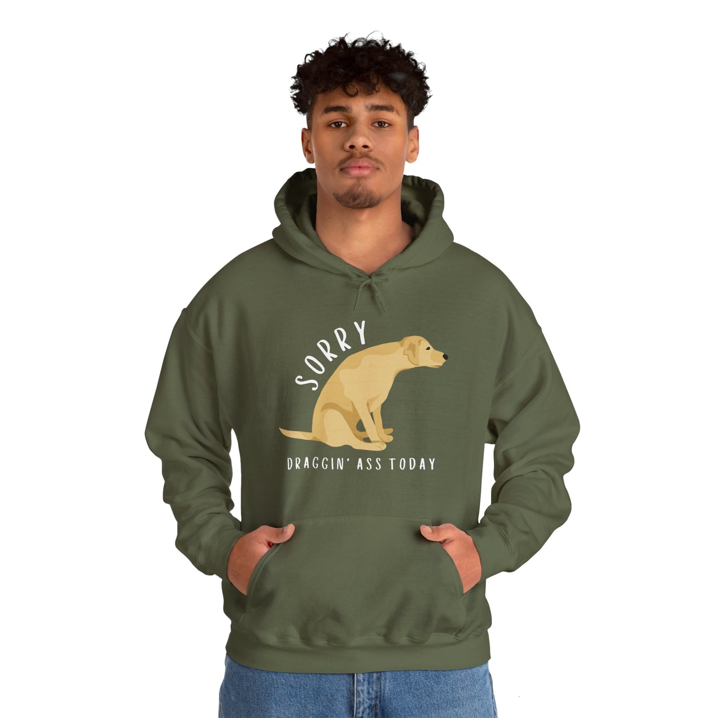 Funny Sorry, Draggin' Ass Today Humor Novelty Graphic Unisex Hoodie