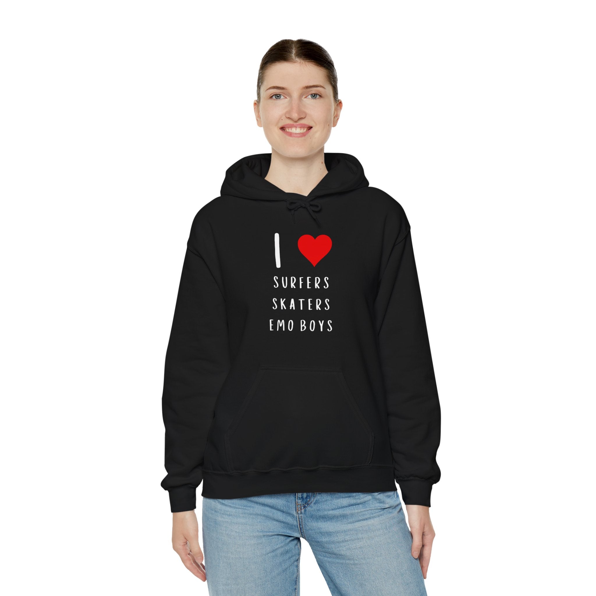 Funny Women's I Love Surfers Skaters Emo Boys Graphic Novelty Hoodie