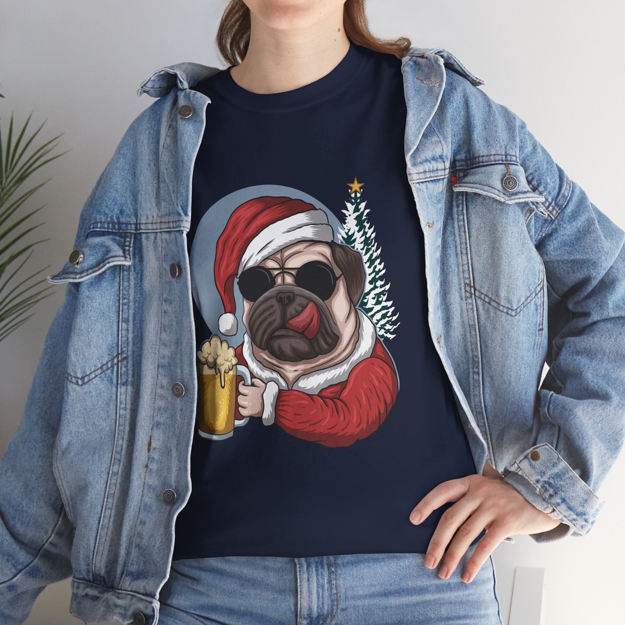 Santa Pug Dog Christmas Holiday Unisex T-Shirt