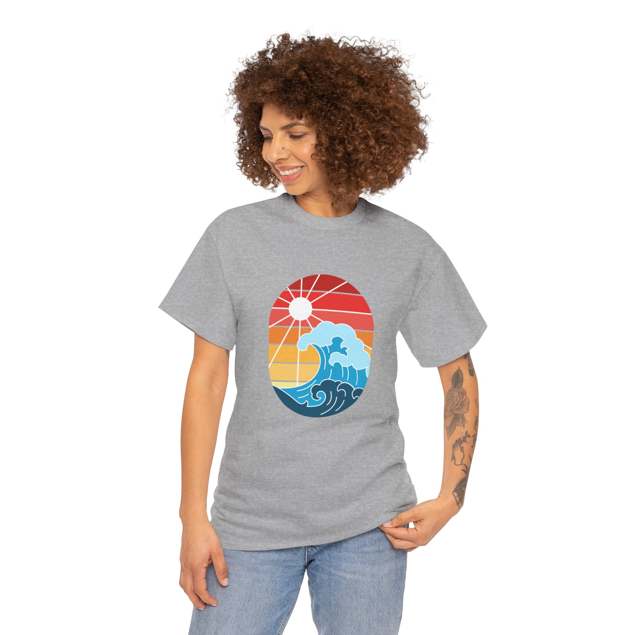 Wave Ocean Sunset Unisex Graphic Novelty Shirt Tee