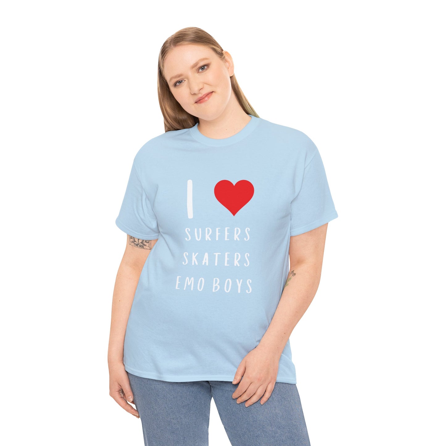 Funny Women’s "I Love Surfers, Skaters, Emo Boys" Graphic T-Shirt