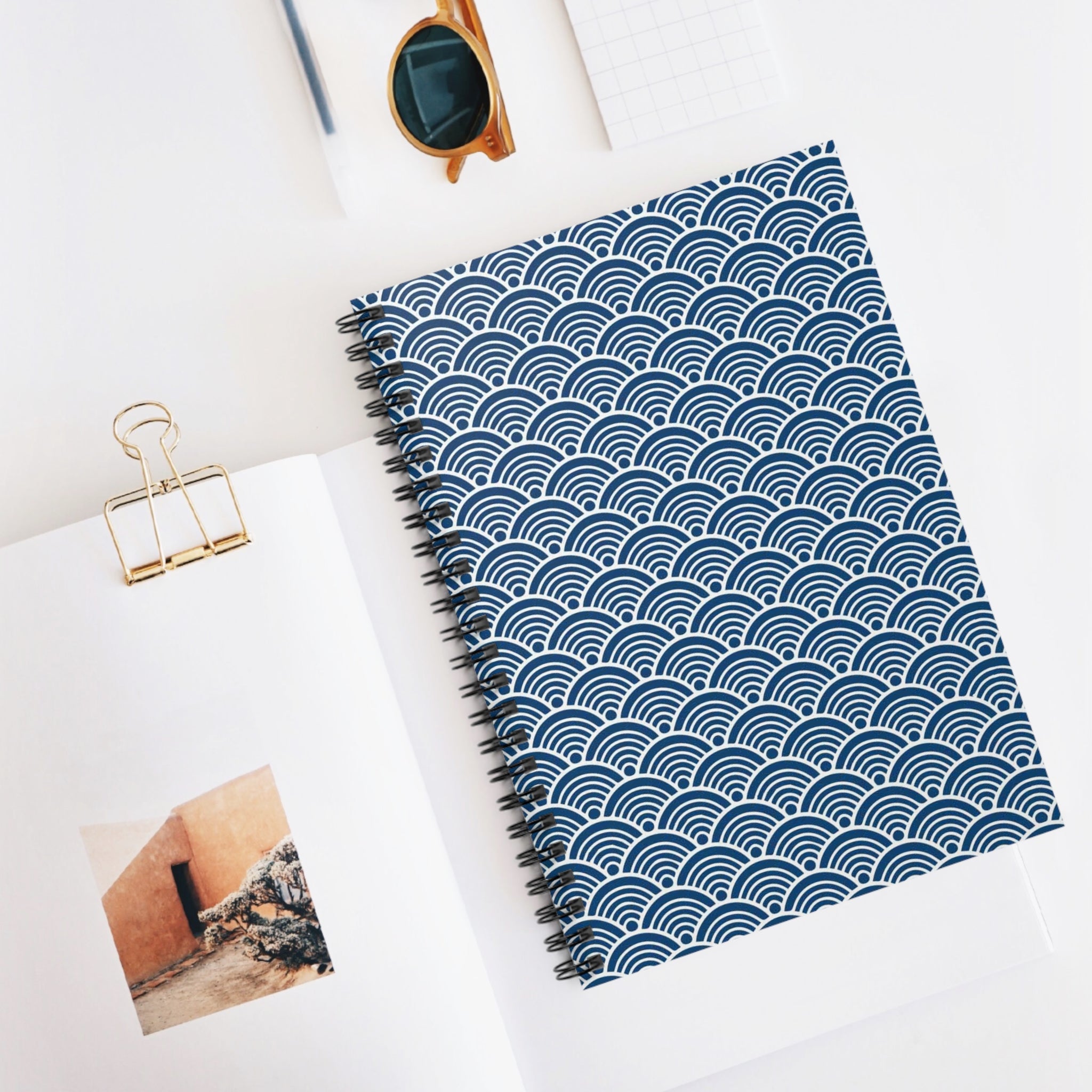 Cute Modern Blue Style Retro Spiral Journal Notebook