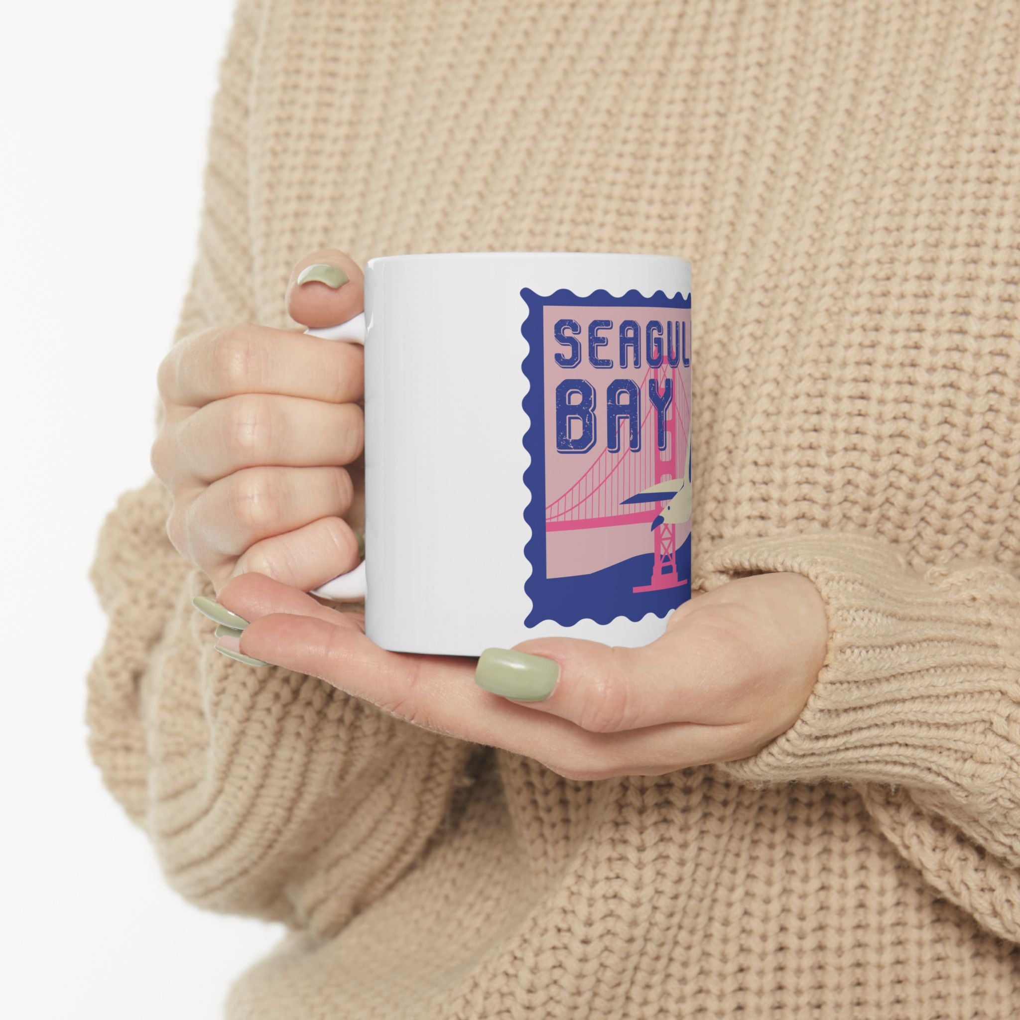 Seagull Bay Retro Graphic Novelty Ceramic Coffee Mug