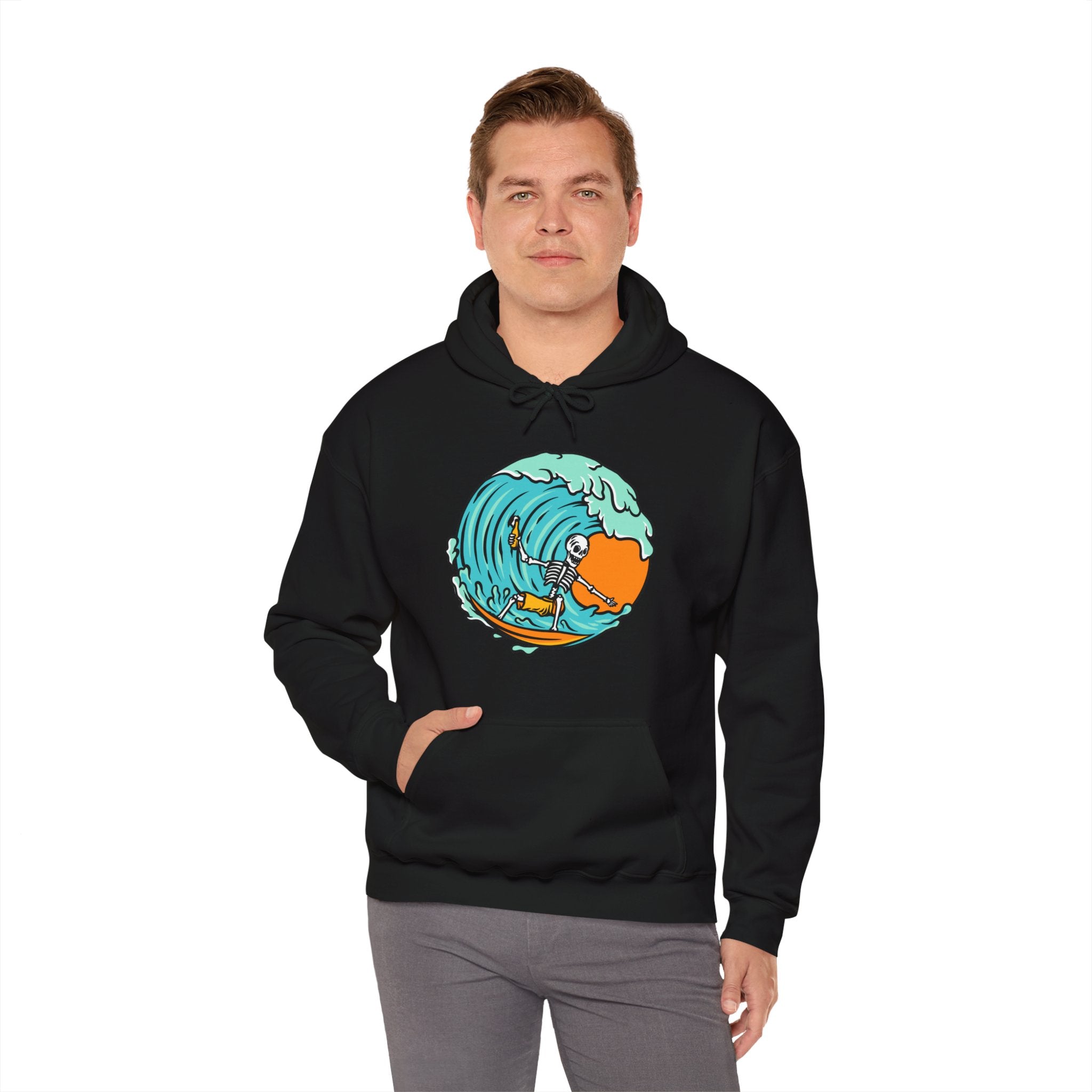 Surfing Skeleton Surfing Ocean Unisex Graphic Novelty Hoodie