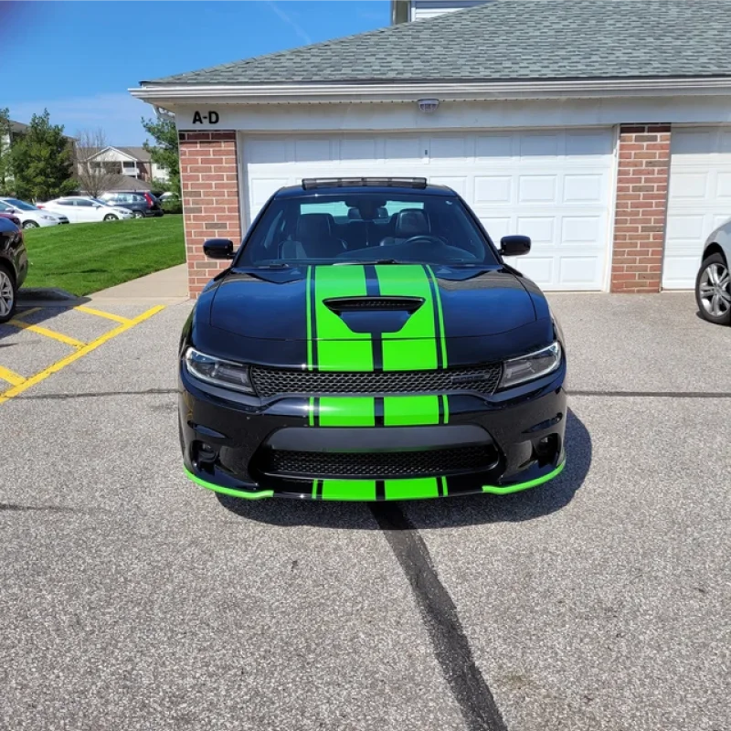 Vinyl Die-Cut Rally Stripe Decals - Waterproof Hood, Roof, and Trunk Stickers for Dodge Challenger