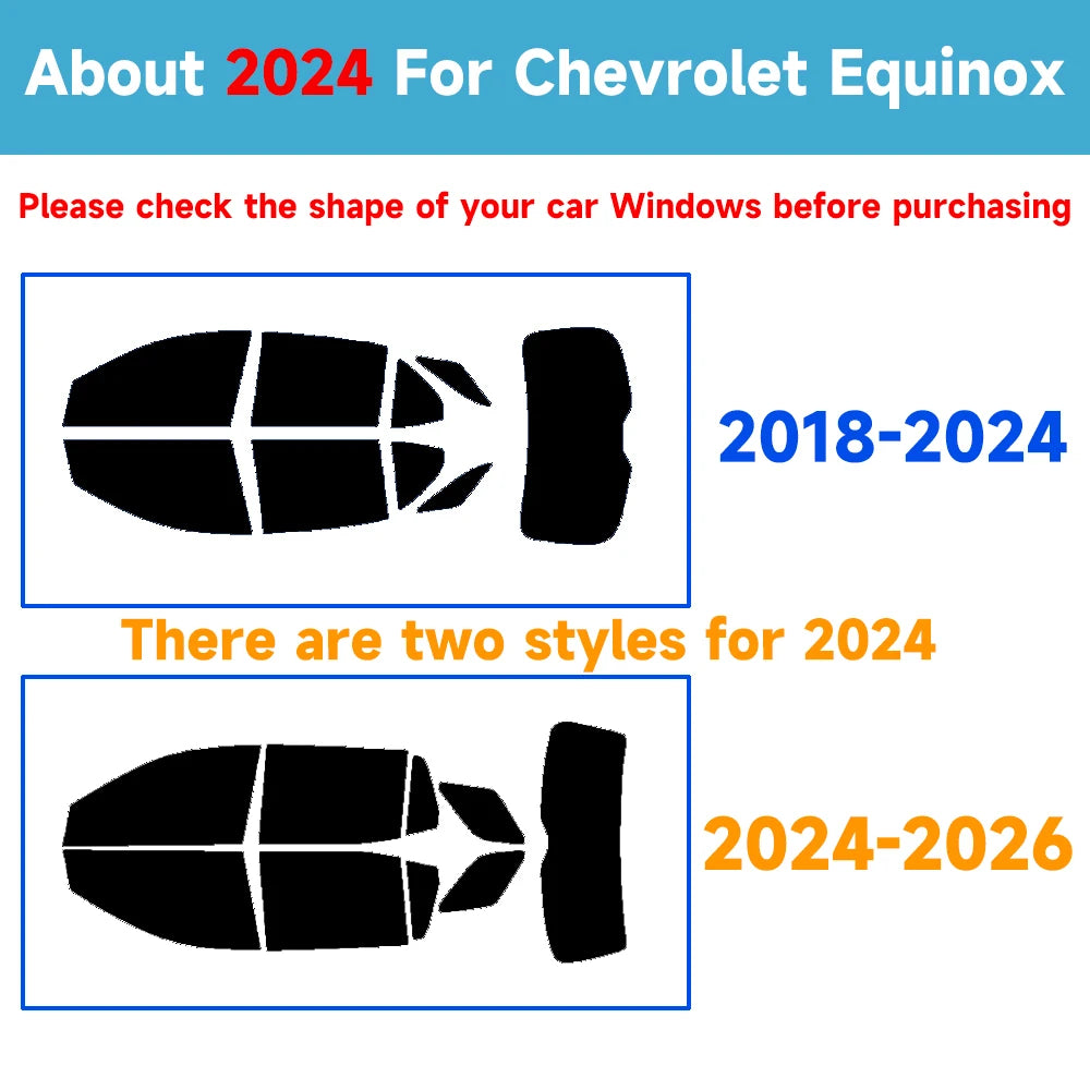 Precut Window Tint Kit for Chevrolet Equinox (2005–2026) | UV Block & Privacy Film