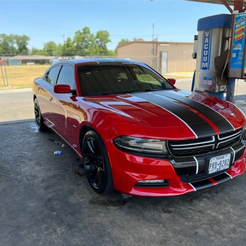 Vinyl Die-Cut Rally Stripe Decals - Waterproof Hood, Roof, and Trunk Stickers for Dodge Challenger