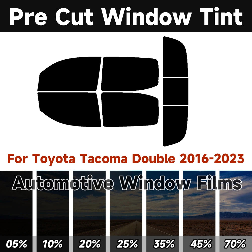 Precut Window Tint Kit for Toyota Tacoma Double Cab (2016–2023) | UV Block & Privacy Film