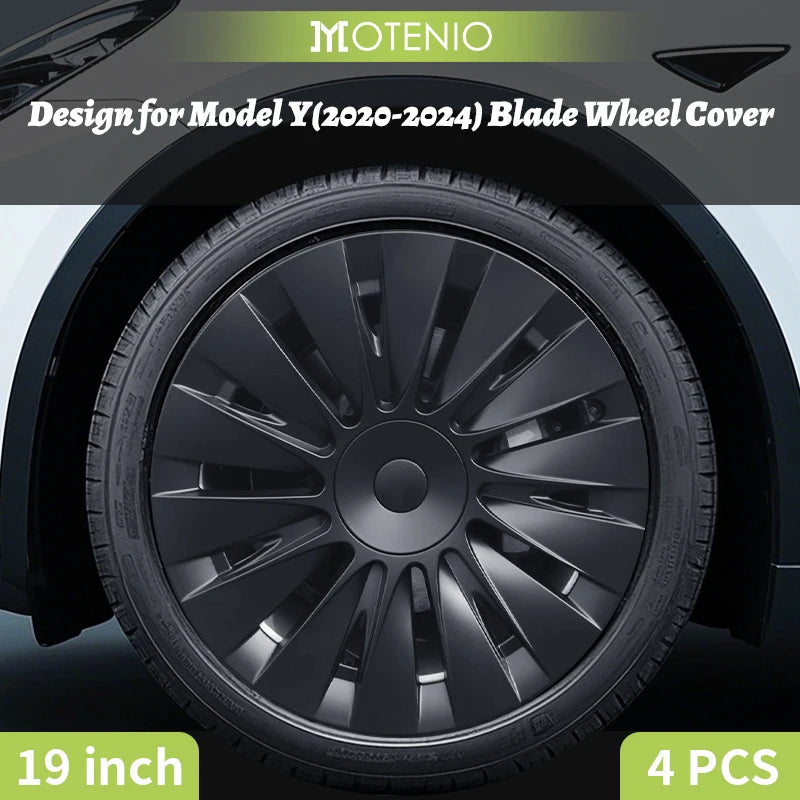 19" Blade Wheel Cover Caps for Tesla Model Y (2020–2024) | 4-Piece Full Coverage Hub Cap Set