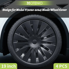 19" Blade Wheel Cover Caps for Tesla Model Y (2020–2024) | 4-Piece Full Coverage Hub Cap Set