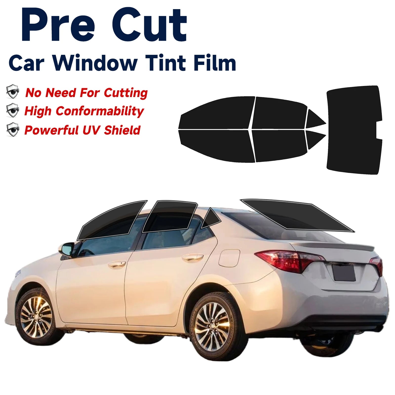 Precut Window Tint Kit for Toyota Corolla (2014–2019) | UV-IR Block & Privacy Film