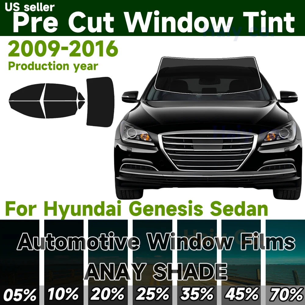 Precut Window Tint Kit for Hyundai Genesis Sedan (2009–2016) | UV Block & Privacy Film