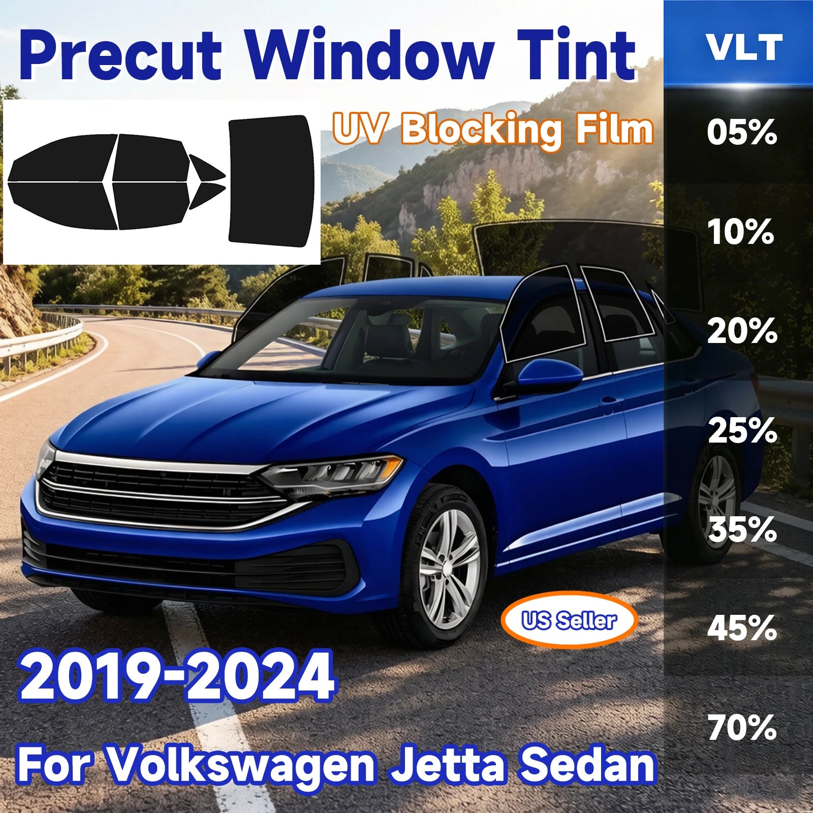 Pri Quality Precut Window Tint Kit for VW Jetta Sedan (2019–2024) | UV Block & Pri ...