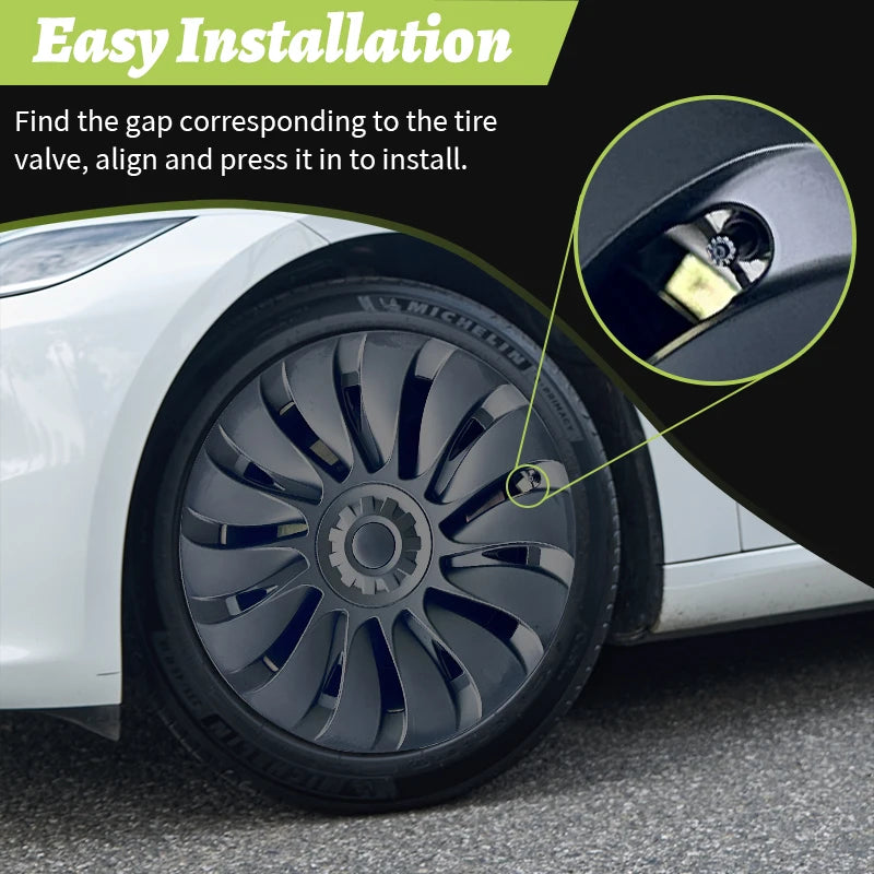 19" Blade Wheel Cover Caps for Tesla Model Y (2020–2024) | 4-Piece Full Coverage Hub Cap Set