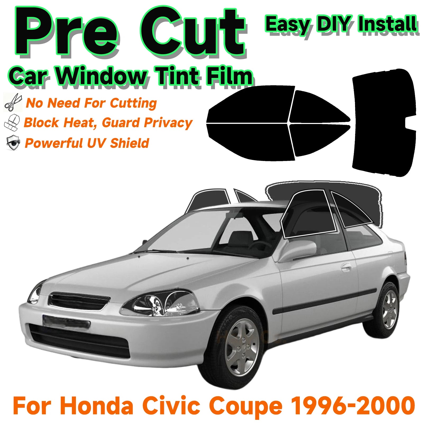 Precut Window Tint Kit for Honda Civic Coupe (1996–2000) | UV Block & Privacy Film