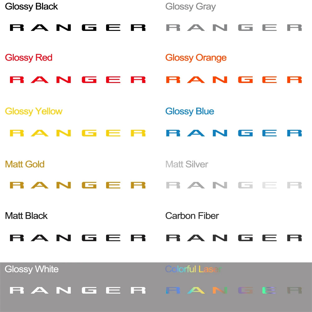 Tailgate Insert & Indent Letter Decal for Ford Ranger (2019–2021) | Vinyl Truck Sticker