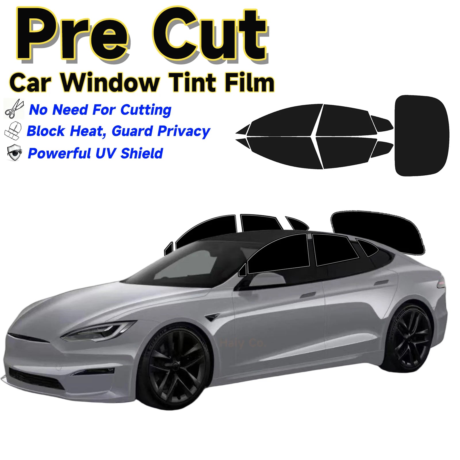 Precut Window Tint Kit for Tesla Model S (2012–2026) | UV-IR Block & Privacy Film