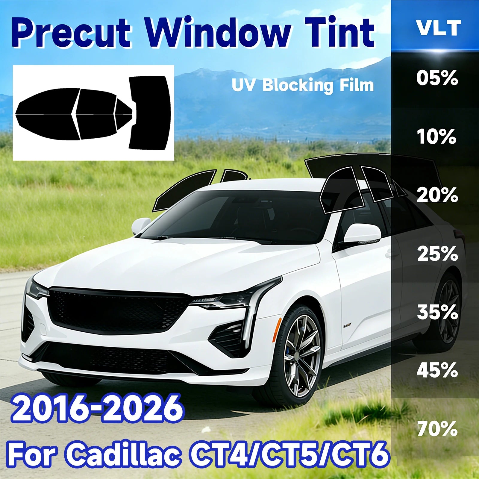 Precut Window Tint Kit for Cadillac CT4 / CT5 / CT6 (2016–2026) | UV Block & Privacy Film