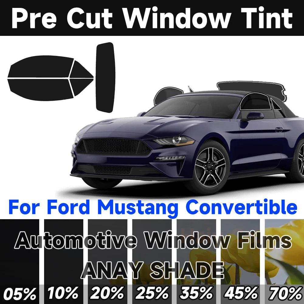 Precut Window Tint Kit for Ford Mustang Convertible (1994–2023) | UV Block & Privacy Film